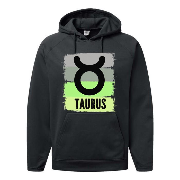 Green Retro Taurus Zodiac Birthday Born In May April Kings Performance Fleece Hoodie