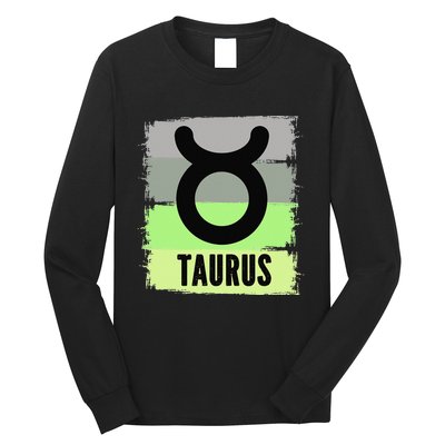 Green Retro Taurus Zodiac Birthday Born In May April Kings Long Sleeve Shirt