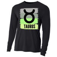 Green Retro Taurus Zodiac Birthday Born In May April Kings Cooling Performance Long Sleeve Crew