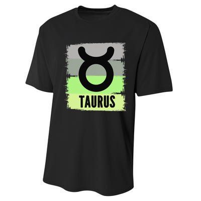 Green Retro Taurus Zodiac Birthday Born In May April Kings Performance Sprint T-Shirt