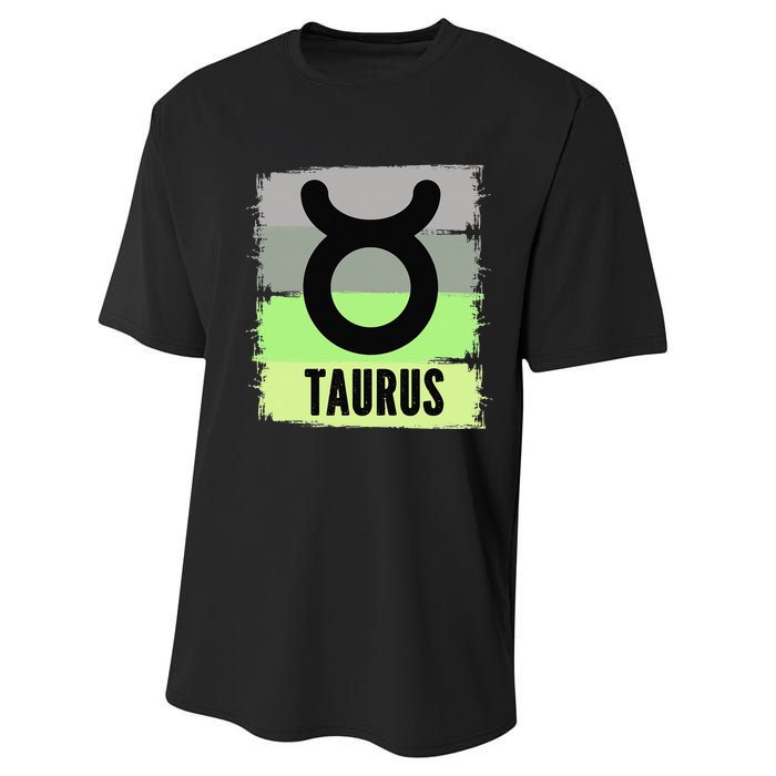 Green Retro Taurus Zodiac Birthday Born In May April Kings Performance Sprint T-Shirt