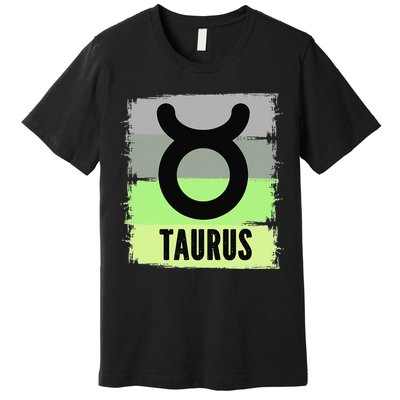 Green Retro Taurus Zodiac Birthday Born In May April Kings Premium T-Shirt