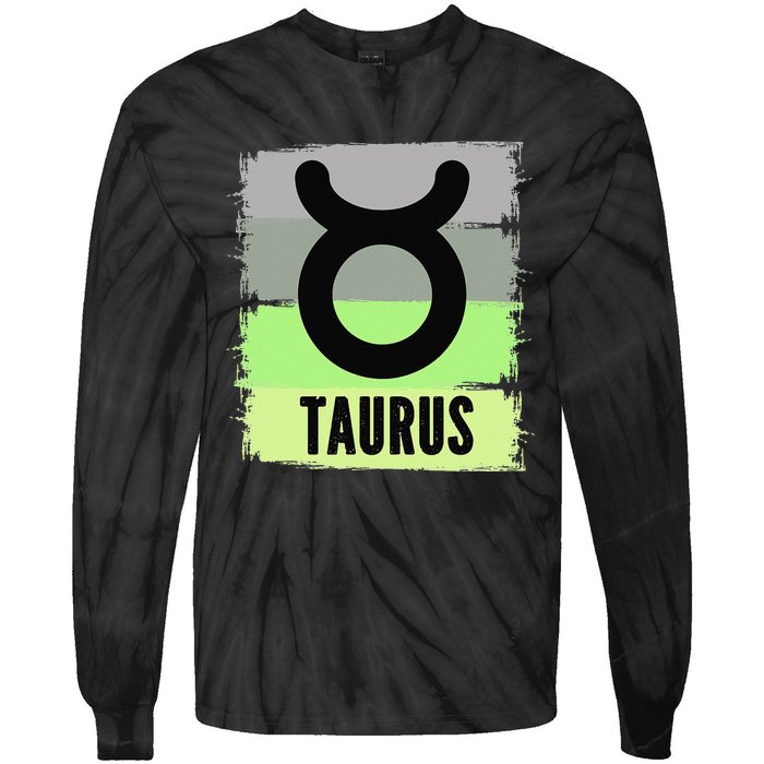 Green Retro Taurus Zodiac Birthday Born In May April Kings Tie-Dye Long Sleeve Shirt