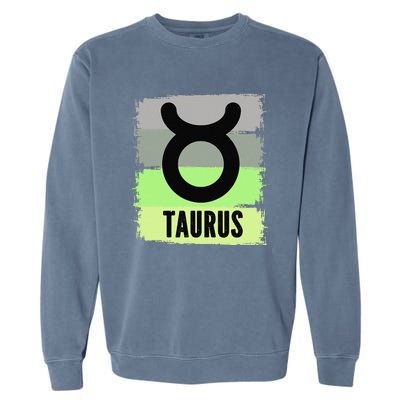 Green Retro Taurus Zodiac Birthday Born In May April Kings Garment-Dyed Sweatshirt