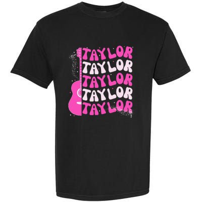 Girl Retro Taylor First Name Personalized Groovy Birthday Garment-Dyed Heavyweight T-Shirt