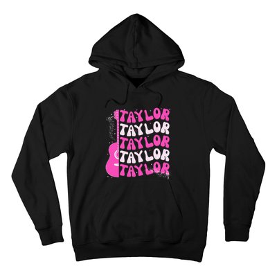 Girl Retro Taylor First Name Personalized Groovy Birthday Hoodie