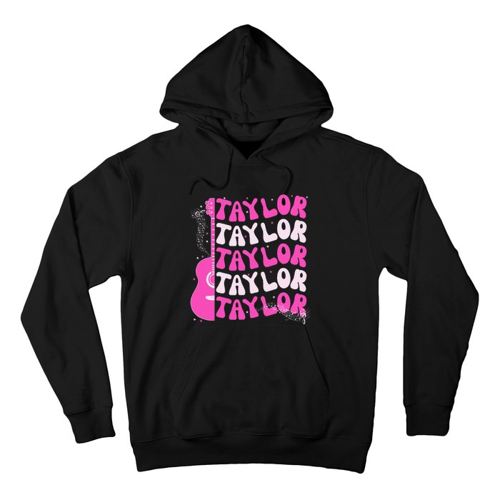 Girl Retro Taylor First Name Personalized Groovy Birthday Hoodie