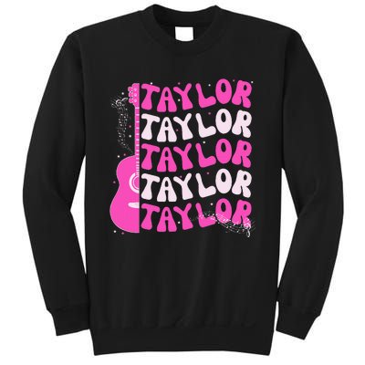 Girl Retro Taylor First Name Personalized Groovy Birthday Sweatshirt