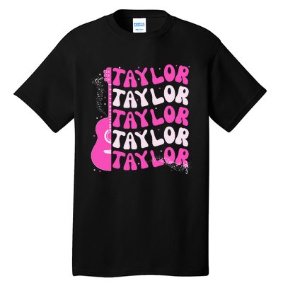 Girl Retro Taylor First Name Personalized Groovy Birthday Tall T-Shirt