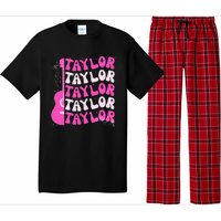 Girl Retro Taylor First Name Personalized Groovy Birthday Pajama Set