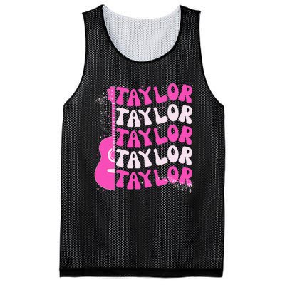 Girl Retro Taylor First Name Personalized Groovy Birthday Mesh Reversible Basketball Jersey Tank