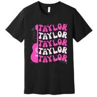 Girl Retro Taylor First Name Personalized Groovy Birthday Premium T-Shirt