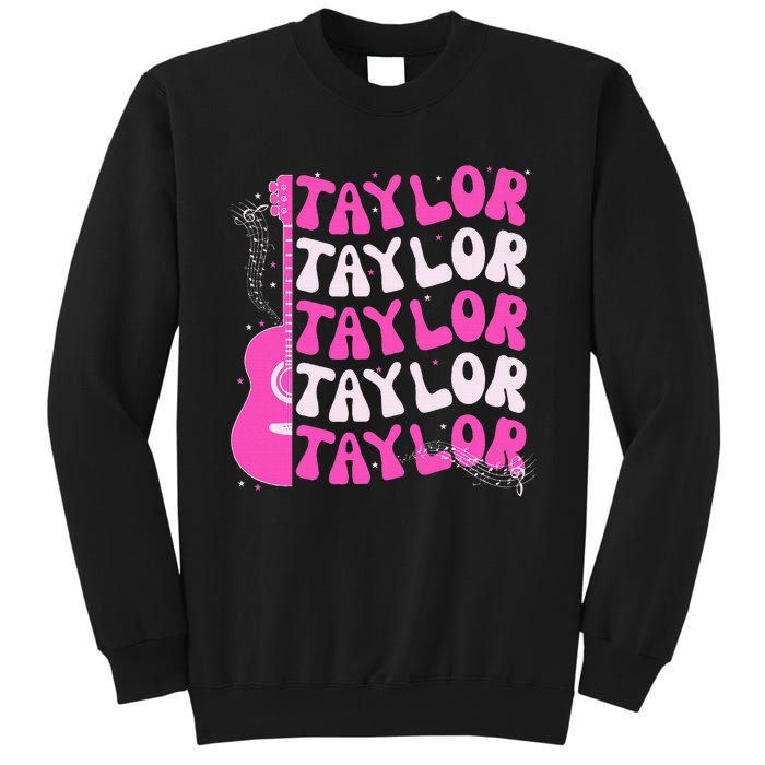 Girl Retro Taylor First Name Personalized Groovy Birthday Tall Sweatshirt