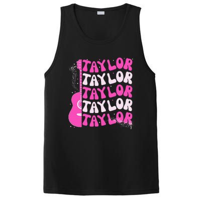 Girl Retro Taylor First Name Personalized Groovy Birthday PosiCharge Competitor Tank