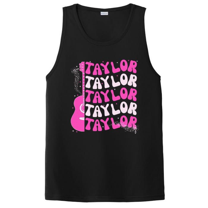 Girl Retro Taylor First Name Personalized Groovy Birthday PosiCharge Competitor Tank