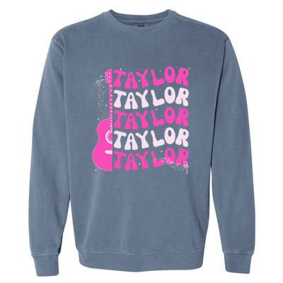 Girl Retro Taylor First Name Personalized Groovy Birthday Garment-Dyed Sweatshirt