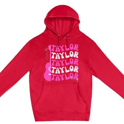 Girl Retro Taylor First Name Personalized Groovy Birthday Premium Pullover Hoodie