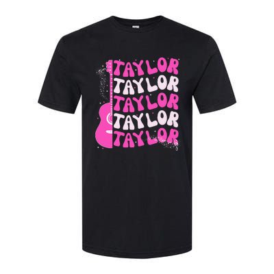 Girl Retro Taylor First Name Personalized Groovy Birthday Softstyle CVC T-Shirt