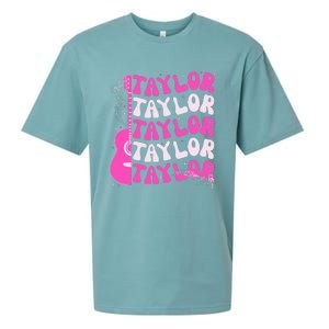 Girl Retro Taylor First Name Personalized Groovy Birthday Sueded Cloud Jersey T-Shirt