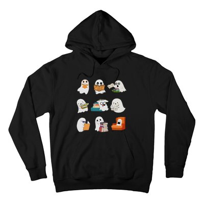 Ghost Reading Teacher Halloween Librarian Book Lover School Hoodie