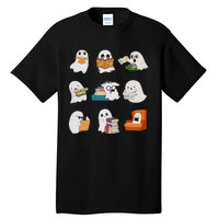 Ghost Reading Teacher Halloween Librarian Book Lover School Tall T-Shirt