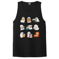 Ghost Reading Teacher Halloween Librarian Book Lover School PosiCharge Competitor Tank