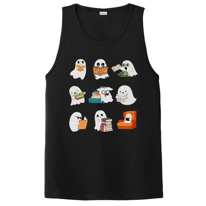 Ghost Reading Teacher Halloween Librarian Book Lover School PosiCharge Competitor Tank