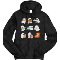 Ghost Reading Teacher Halloween Librarian Book Lover School Tie Dye Hoodie