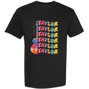 Girl Retro Taylor First Name Personalized Groovy 80S Garment-Dyed Heavyweight T-Shirt