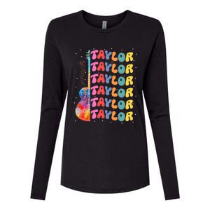 Girl Retro Taylor First Name Personalized Groovy 80S Womens Cotton Relaxed Long Sleeve T-Shirt