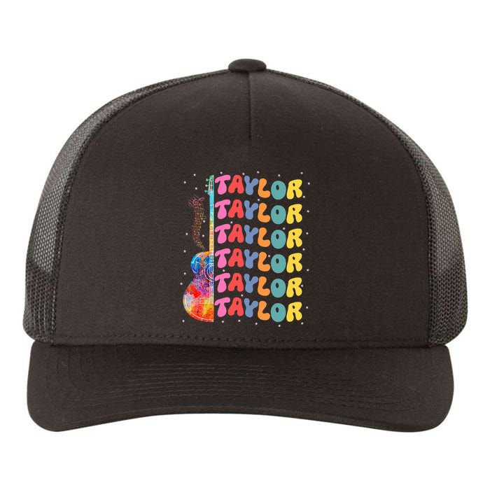 Girl Retro Taylor First Name Personalized Groovy 80S Yupoong Adult 5-Panel Trucker Hat