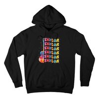 Girl Retro Taylor First Name Personalized Groovy 80S Hoodie