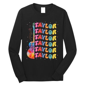 Girl Retro Taylor First Name Personalized Groovy 80S Long Sleeve Shirt