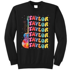 Girl Retro Taylor First Name Personalized Groovy 80S Sweatshirt