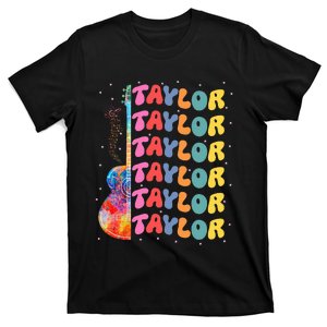 Girl Retro Taylor First Name Personalized Groovy 80S T-Shirt