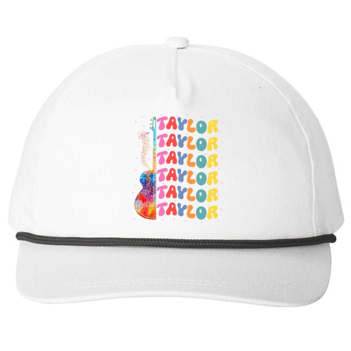 Girl Retro Taylor First Name Personalized Groovy 80S Snapback Five-Panel Rope Hat