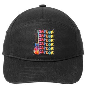 Girl Retro Taylor First Name Personalized Groovy 80S 7-Panel Snapback Hat