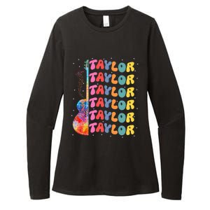 Girl Retro Taylor First Name Personalized Groovy 80S Womens CVC Long Sleeve Shirt