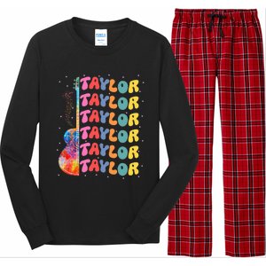 Girl Retro Taylor First Name Personalized Groovy 80S Long Sleeve Pajama Set