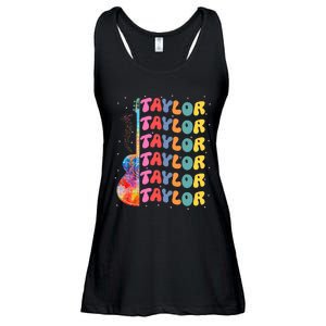 Girl Retro Taylor First Name Personalized Groovy 80S Ladies Essential Flowy Tank