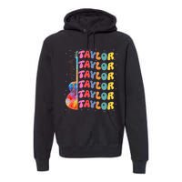 Girl Retro Taylor First Name Personalized Groovy 80S Premium Hoodie