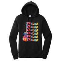 Girl Retro Taylor First Name Personalized Groovy 80S Women's Pullover Hoodie