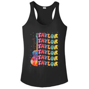 Girl Retro Taylor First Name Personalized Groovy 80S Ladies PosiCharge Competitor Racerback Tank