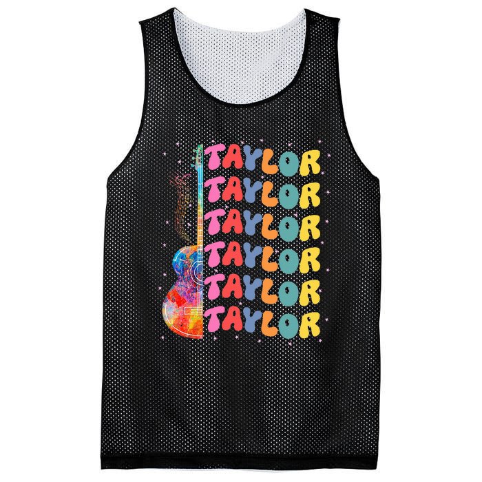 Girl Retro Taylor First Name Personalized Groovy 80S Mesh Reversible Basketball Jersey Tank