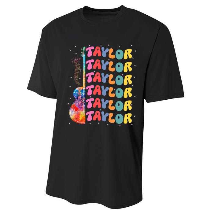 Girl Retro Taylor First Name Personalized Groovy 80S Performance Sprint T-Shirt