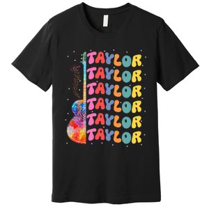 Girl Retro Taylor First Name Personalized Groovy 80S Premium T-Shirt