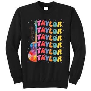 Girl Retro Taylor First Name Personalized Groovy 80S Tall Sweatshirt