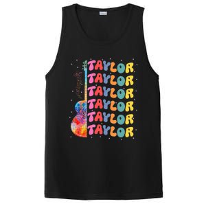 Girl Retro Taylor First Name Personalized Groovy 80S PosiCharge Competitor Tank