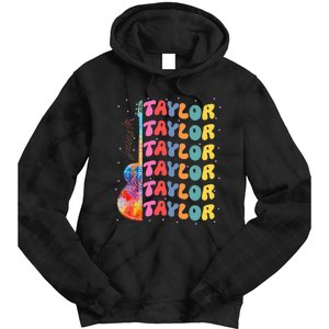 Girl Retro Taylor First Name Personalized Groovy 80S Tie Dye Hoodie