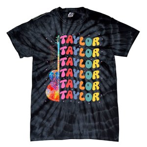 Girl Retro Taylor First Name Personalized Groovy 80S Tie-Dye T-Shirt